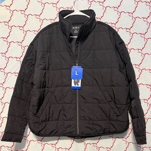 Roxy Women’s Quilted Lightweight Puffer Jacket – Black – Size Large – NWT